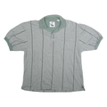 PRO CELEBRITY Mens Grey Green Stripe Short Sleeve Polo Shirt L Cotton Blend