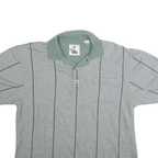 PRO CELEBRITY Mens Grey Green Stripe Short Sleeve Polo Shirt L Cotton Blend