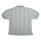 PRO CELEBRITY Mens Grey Green Stripe Short Sleeve Polo Shirt L Cotton Blend