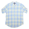 TOMMY HILFIGER Mens Blue & Green Check Shirt XL Button-Down Long Sleeve Cotton