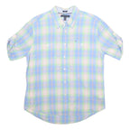 TOMMY HILFIGER Mens Blue & Green Check Shirt XL Button-Down Long Sleeve Cotton
