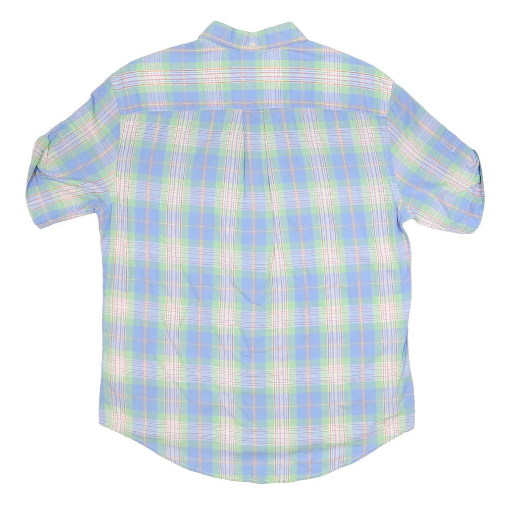 TOMMY HILFIGER Mens Blue & Green Check Shirt XL Button-Down Long Sleeve Cotton
