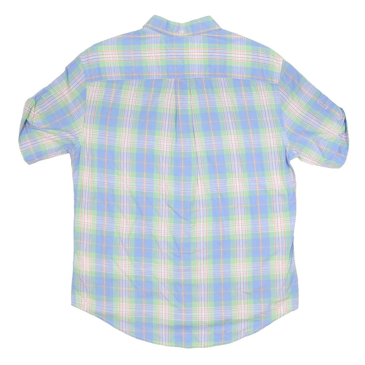 TOMMY HILFIGER Mens Blue & Green Check Shirt XL Button-Down Long Sleeve Cotton