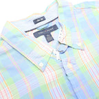 TOMMY HILFIGER Mens Blue & Green Check Shirt XL Button-Down Long Sleeve Cotton