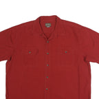 CE SCHMIDT Mens Red Cotton Shirt XL Button Short Sleeve Casual Workwear