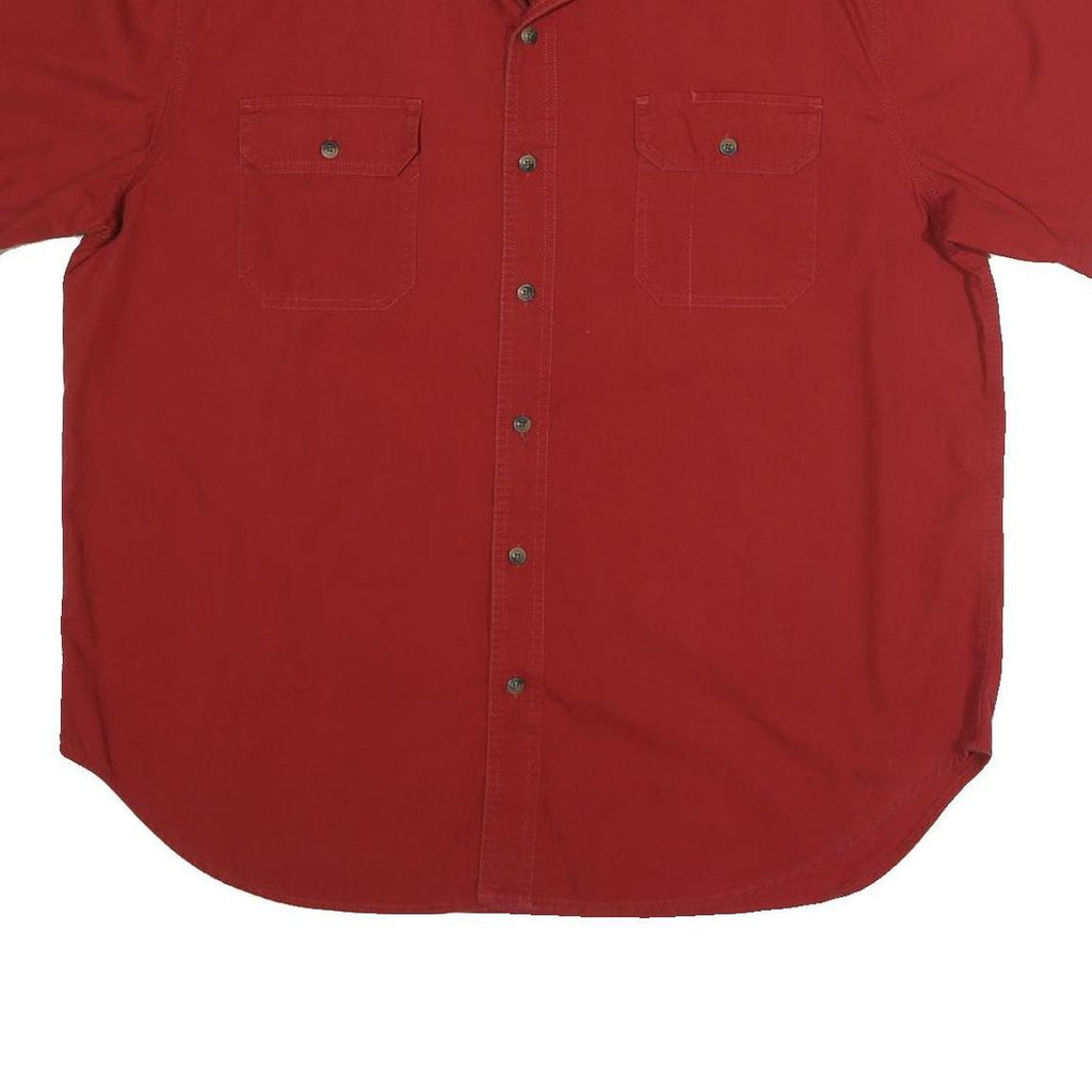 CE SCHMIDT Mens Red Cotton Shirt XL Button Short Sleeve Casual Workwear