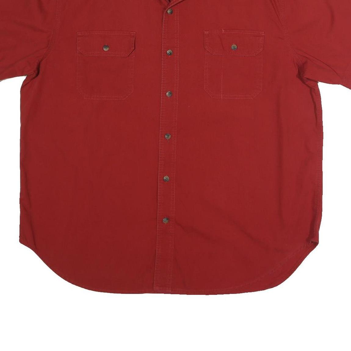 CE SCHMIDT Mens Red Cotton Shirt XL Button Short Sleeve Casual Workwear