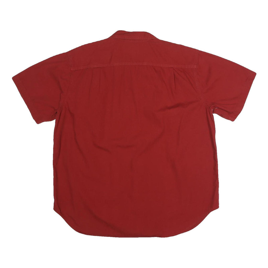 CE SCHMIDT Mens Red Cotton Shirt XL Button Short Sleeve Casual Workwear