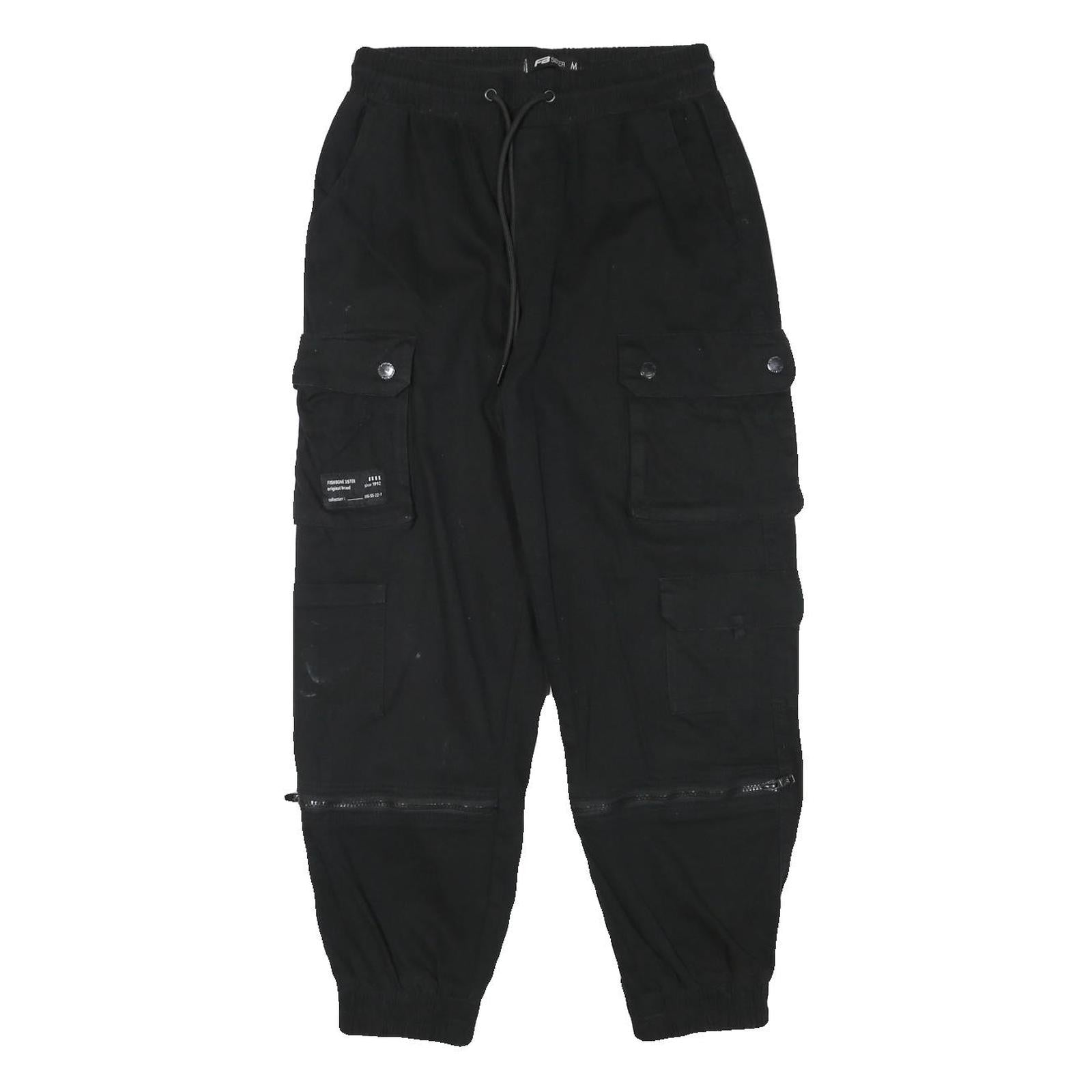 FB SISTER Womens Black Relaxed Cargo Jogger Trousers W26 L26 Cotton Blend