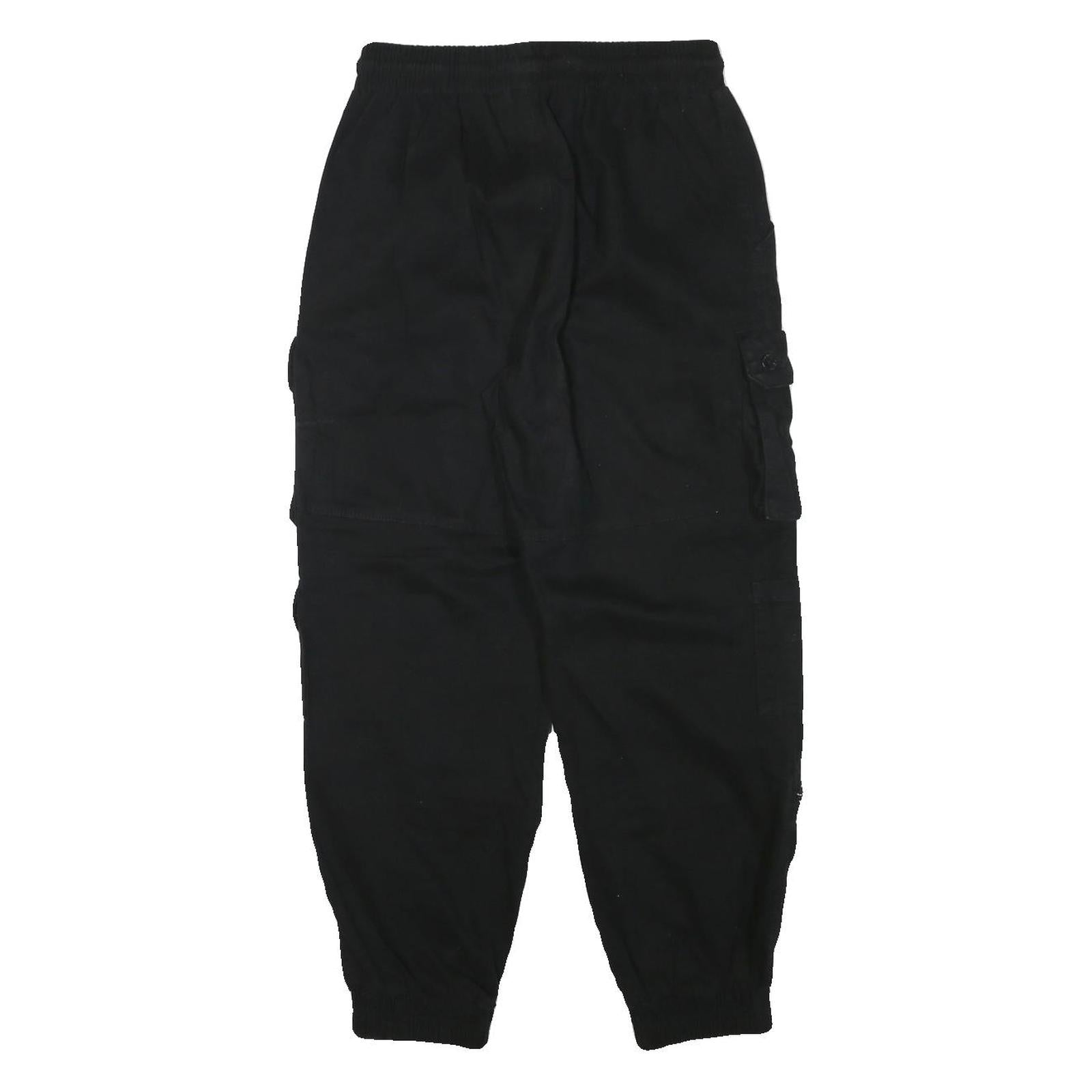 FB SISTER Womens Black Relaxed Cargo Jogger Trousers W26 L26 Cotton Blend