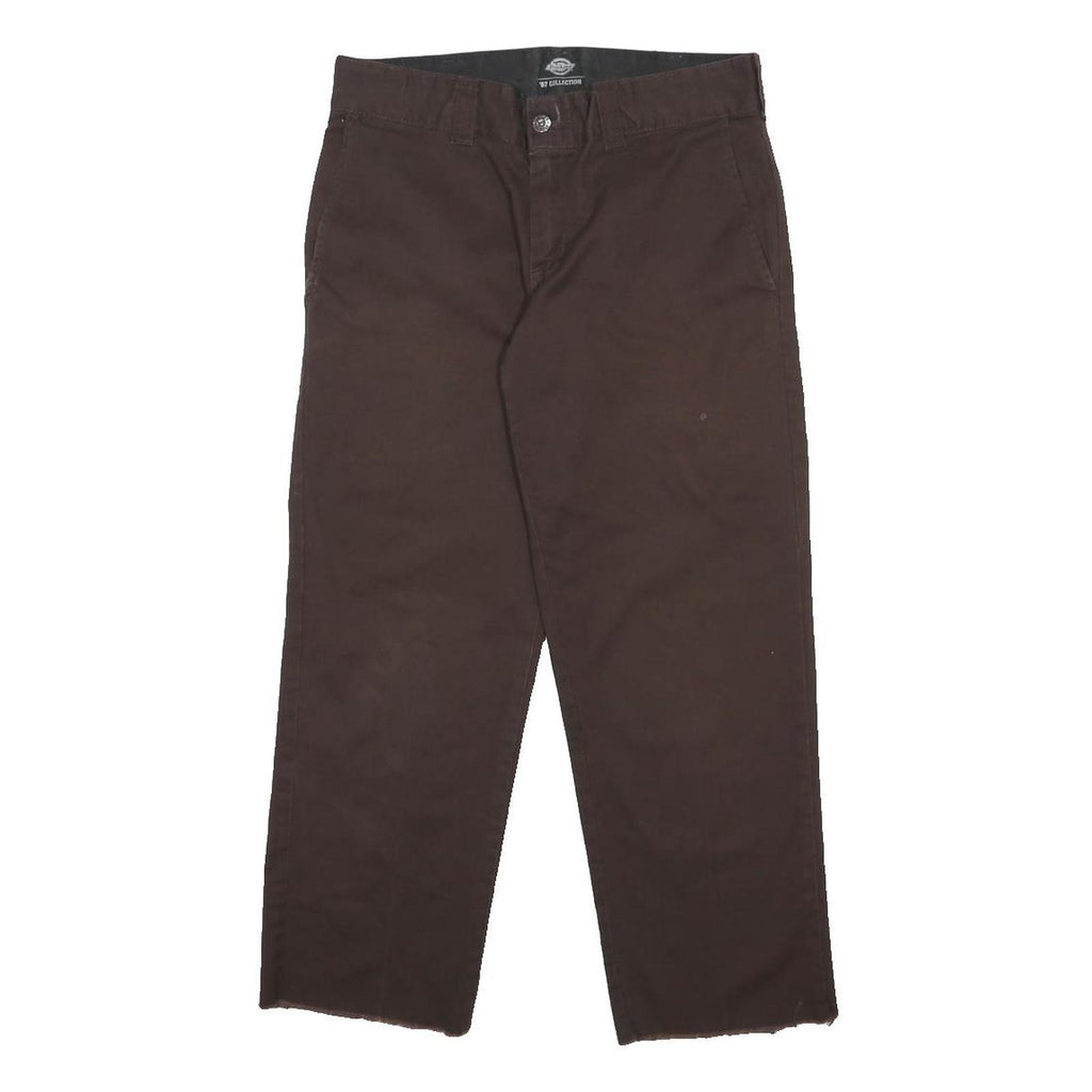 DICKIES Mens Cotton Blend Brown Regular Fit Straight Leg Trousers W30 L25