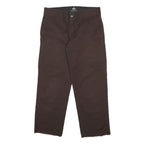 DICKIES Mens Cotton Blend Brown Regular Fit Straight Leg Trousers W30 L25
