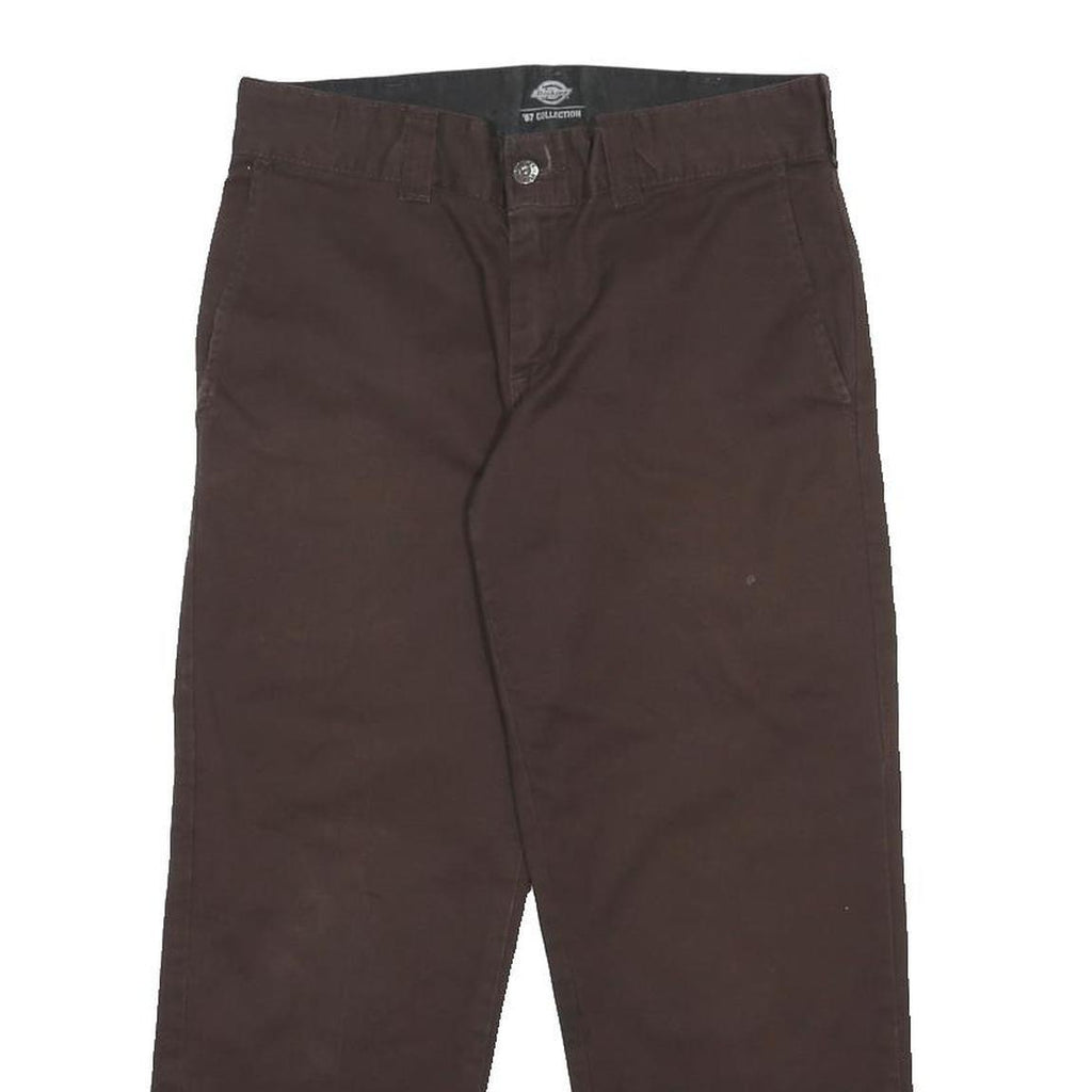 DICKIES Mens Cotton Blend Brown Regular Fit Straight Leg Trousers W30 L25