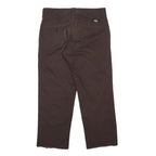 DICKIES Mens Cotton Blend Brown Regular Fit Straight Leg Trousers W30 L25