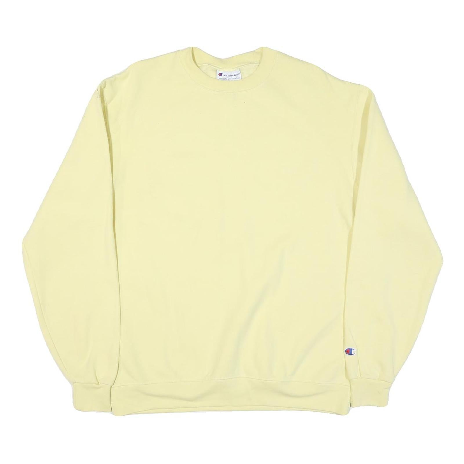 CHAMPION Mens Yellow Crew Neck L Cotton Blend Casual Sweatshirt