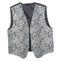 Mens Black & Silver Patterned Jacket L Polyester Plain Waistcoat