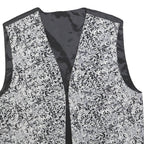 Mens Black & Silver Patterned Jacket L Polyester Plain Waistcoat