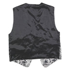 Mens Black & Silver Patterned Jacket L Polyester Plain Waistcoat
