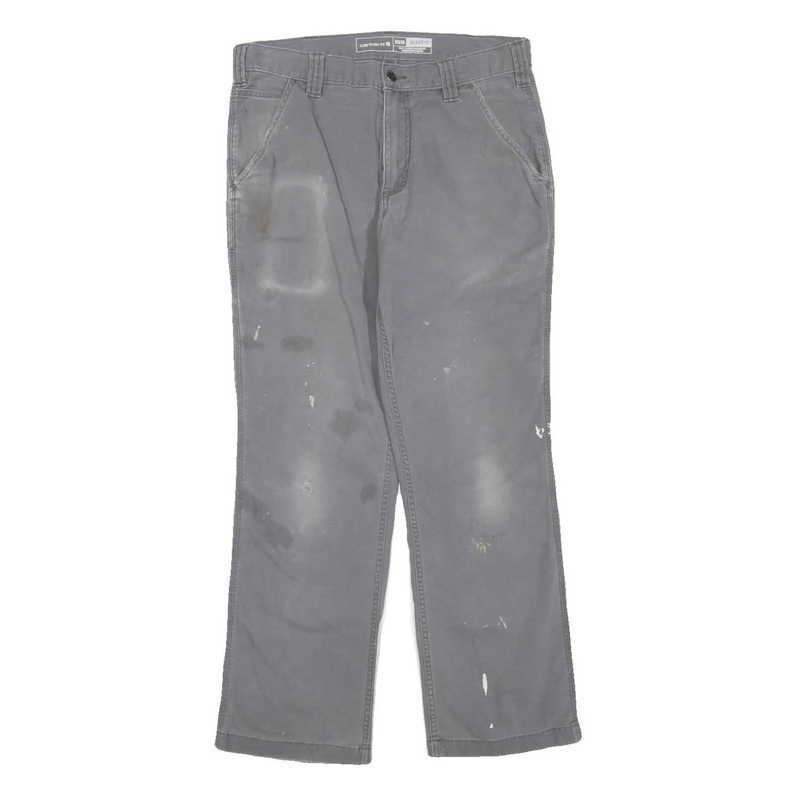 CARHARTT Womens Cotton Blend Grey Regular Straight Trousers W32 L30 Workwear