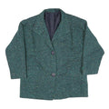 Womens Green Textured Button Jacket M Polyester Blend Classic Oversized