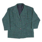 Womens Green Textured Button Jacket M Polyester Blend Classic Oversized
