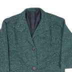Womens Green Textured Button Jacket M Polyester Blend Classic Oversized