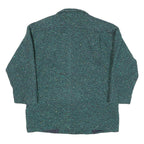 Womens Green Textured Button Jacket M Polyester Blend Classic Oversized