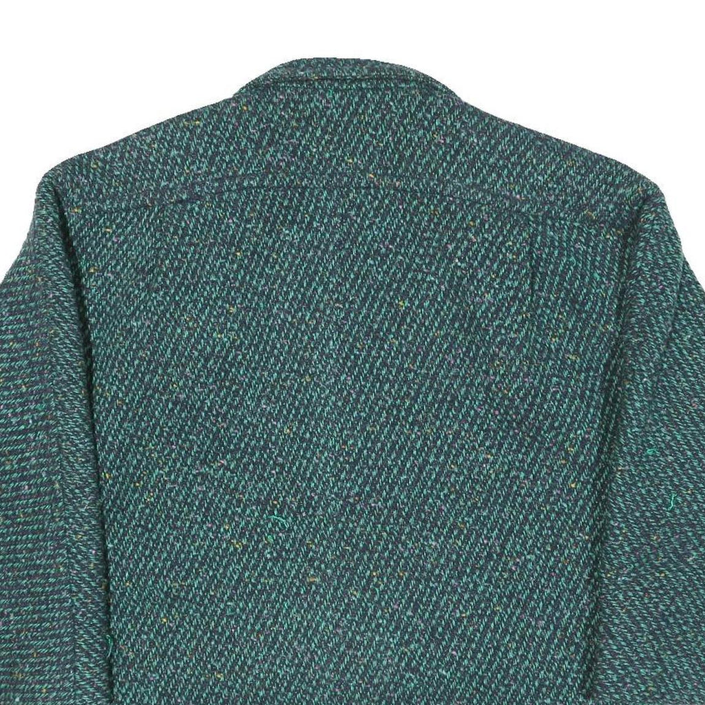 Womens Green Textured Button Jacket M Polyester Blend Classic Oversized