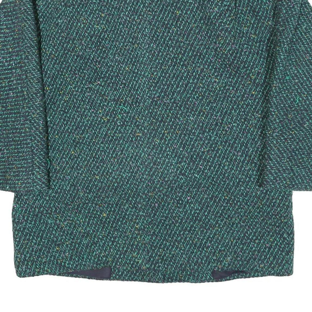 Womens Green Textured Button Jacket M Polyester Blend Classic Oversized