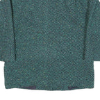 Womens Green Textured Button Jacket M Polyester Blend Classic Oversized