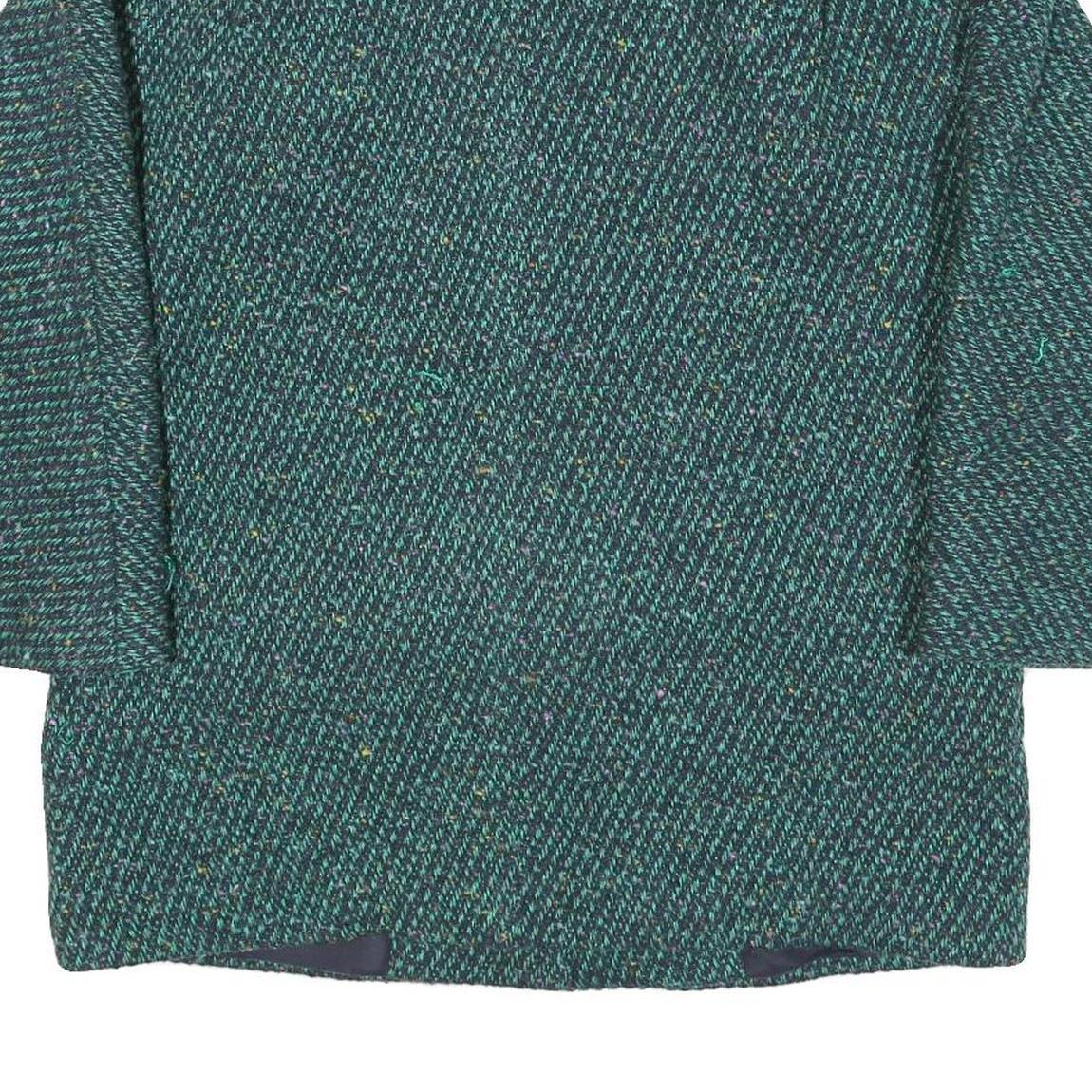 Womens Green Textured Button Jacket M Polyester Blend Classic Oversized