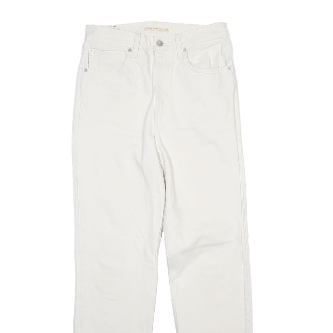 LEVI'S 5096 Womens Jeans White Regular Straight Denim W28 L41 Classic Style