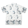 Mens White & Blue Printed Vacation Shirt L Cotton Blend Summer Beach Wear