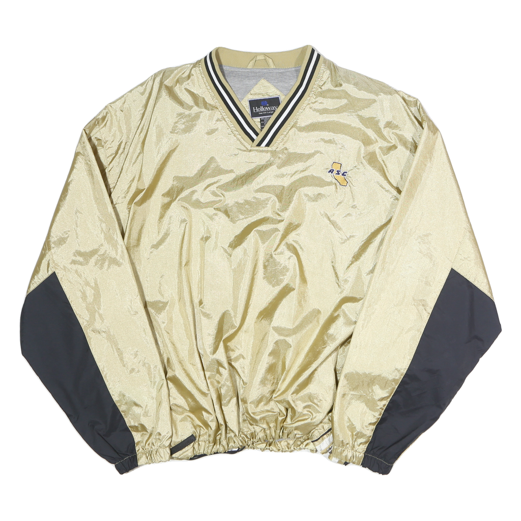 HOLLOWAY Mens Gold & Black Pullover 2XL V-Neck Lightweight Sports Sweatshirt