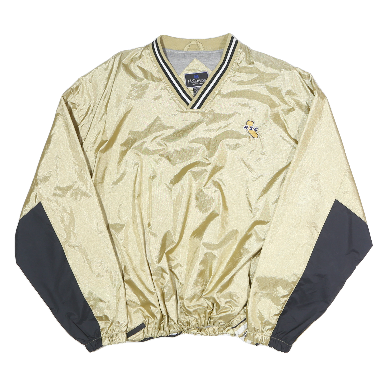 HOLLOWAY Mens Gold & Black Pullover 2XL V-Neck Lightweight Sports Sweatshirt