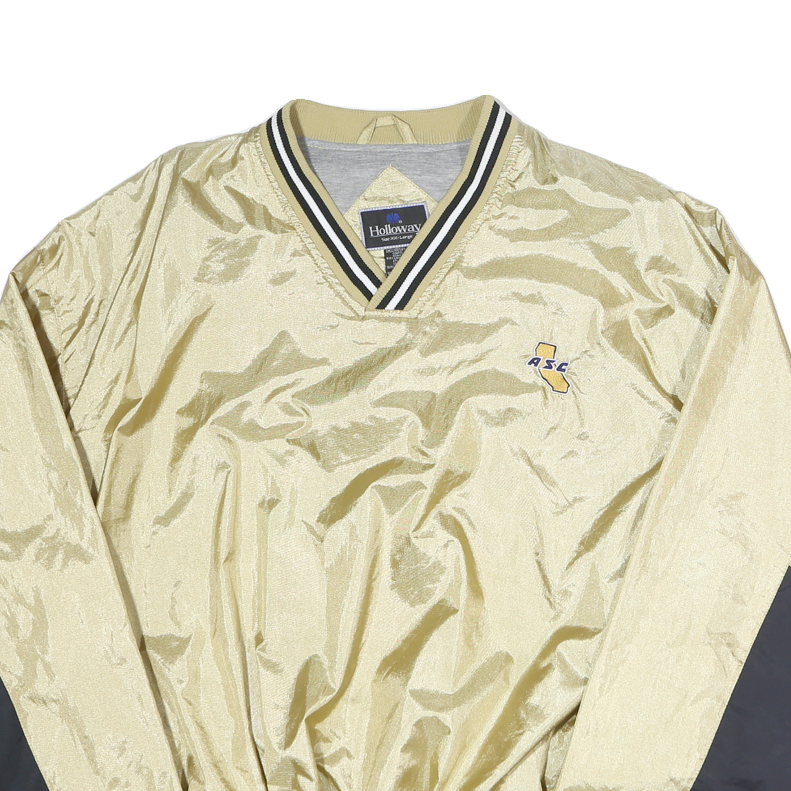 HOLLOWAY Mens Gold & Black Pullover 2XL V-Neck Lightweight Sports Sweatshirt