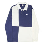 LEVI'S Mens Blue & White Colourblock Long Sleeve Polo Shirt L Cotton Blend