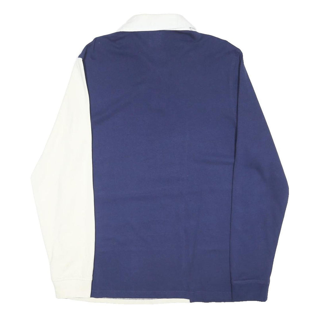 LEVI'S Mens Blue & White Colourblock Long Sleeve Polo Shirt L Cotton Blend