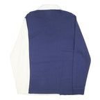LEVI'S Mens Blue & White Colourblock Long Sleeve Polo Shirt L Cotton Blend