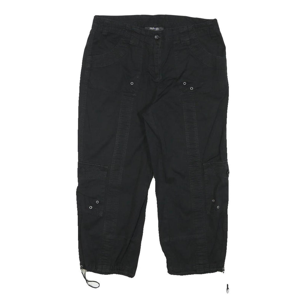 STYLE AND CO Womens Black Casual Cargo Shorts M W30 Drawstring
