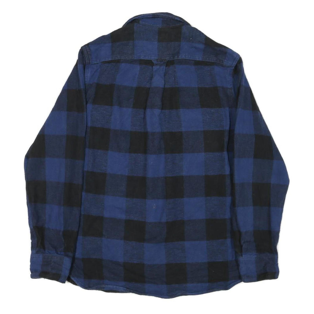 JACHS Mens Blue & Black Check Shirt M Cotton Blend Casual Button Front