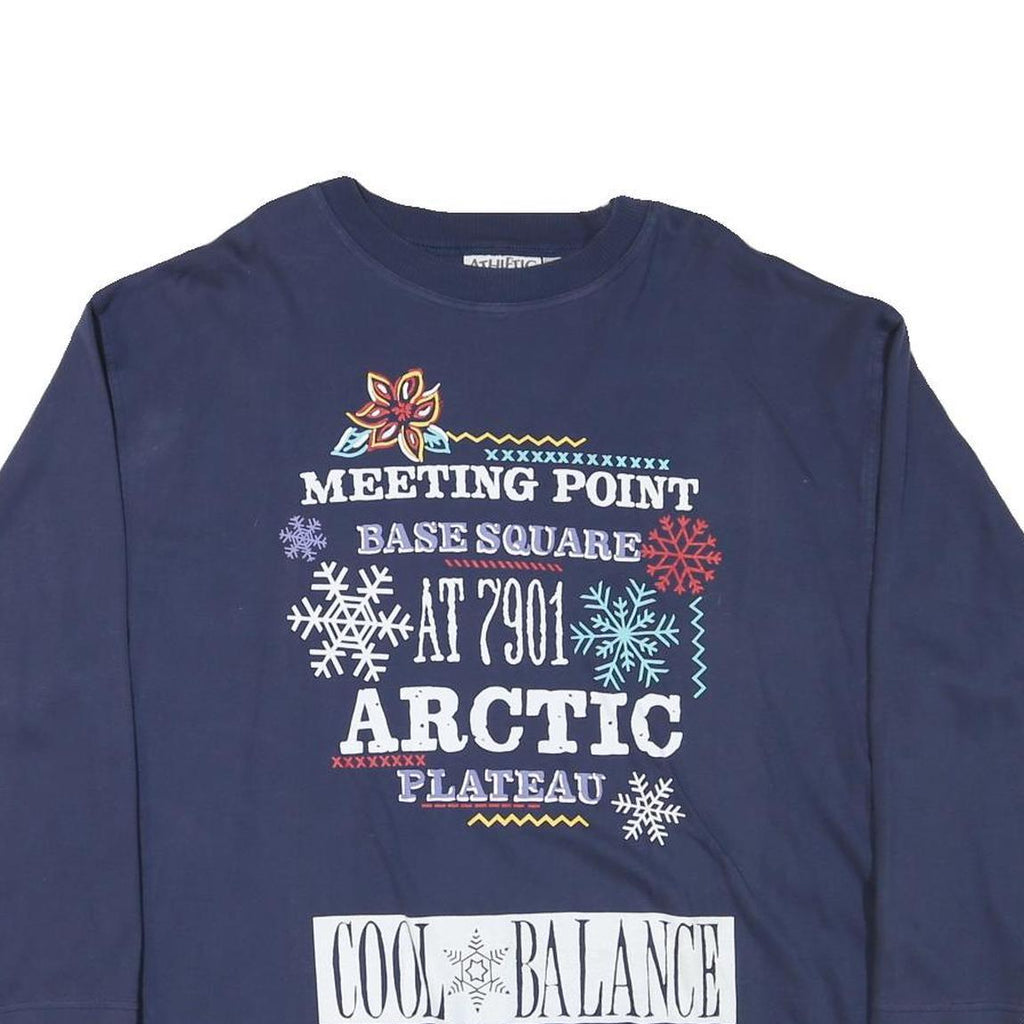 ATHLETIC Mens Blue Arctic Print Crew Neck XL Sweatshirt Cotton Blend Pullover
