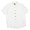 PIERRE CARDIN Mens White Plain Shirt L Cotton Blend Relaxed Fit Button Collar