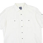 PIERRE CARDIN Mens White Plain Shirt L Cotton Blend Relaxed Fit Button Collar