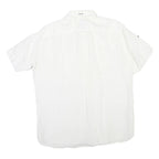 PIERRE CARDIN Mens White Plain Shirt L Cotton Blend Relaxed Fit Button Collar