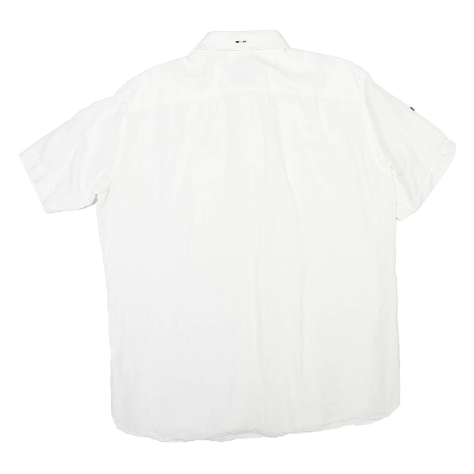 PIERRE CARDIN Mens White Plain Shirt L Cotton Blend Relaxed Fit Button Collar