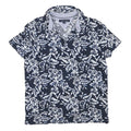 TOMMY HILFIGER Mens Blue & White Floral Short Sleeve Polo Shirt S Cotton Blend