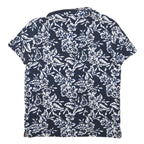 TOMMY HILFIGER Mens Blue & White Floral Short Sleeve Polo Shirt S Cotton Blend
