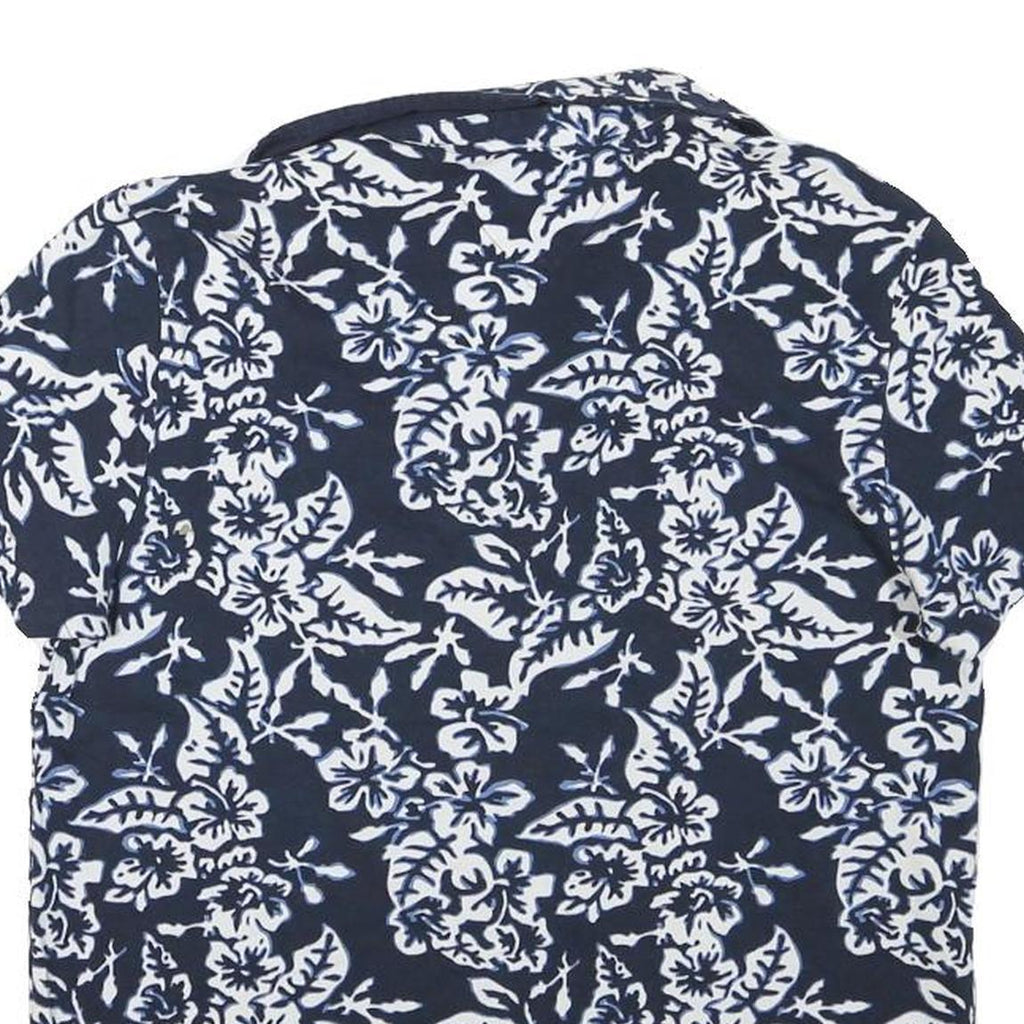 TOMMY HILFIGER Mens Blue & White Floral Short Sleeve Polo Shirt S Cotton Blend
