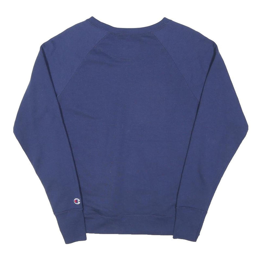CHAMPION Womens Blue Crew Neck M Cotton Blend Logo Sweatshirt Pullover